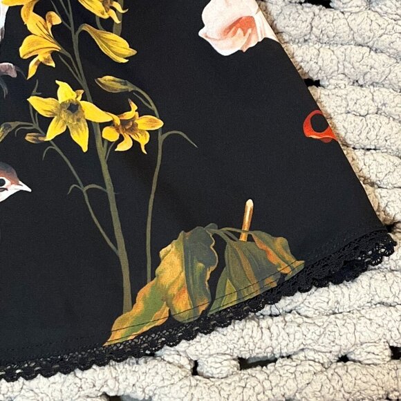 Sunday Best Woman's Black Owl Floral Print Mini Dress Size 00 - Picture 6 of 11